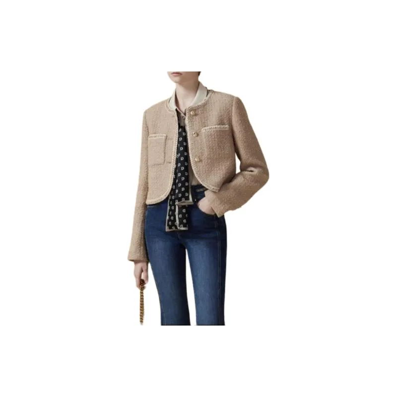 DKNY Cropped Coat Women's Camel-4