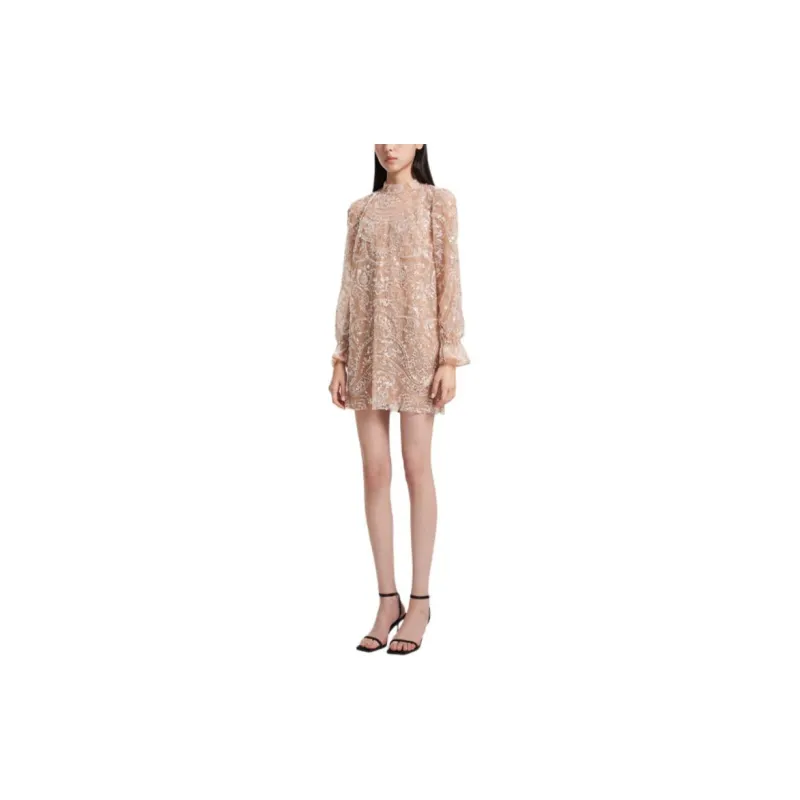 Self portrait Long Sleeved Dress Women's Silver-3
