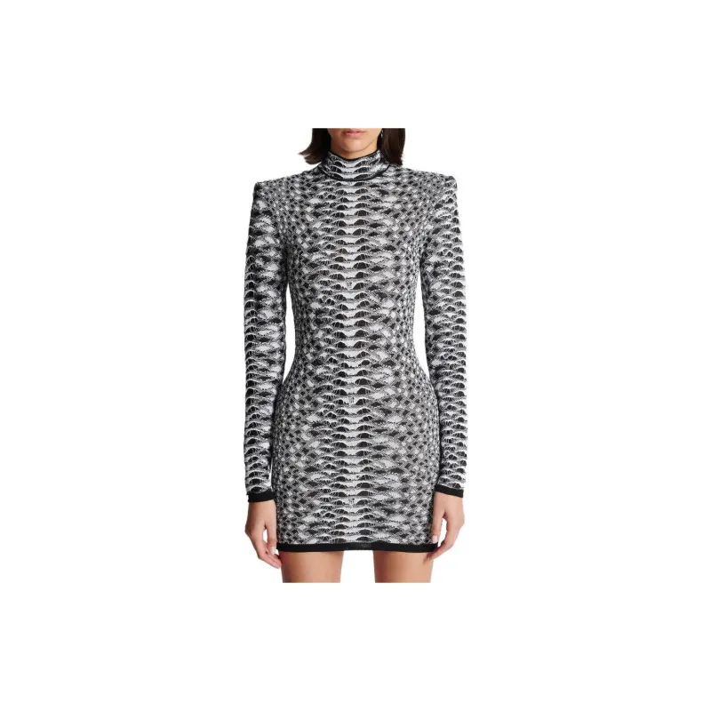 BALMAIN Python jacquard Knitted Minidress-3