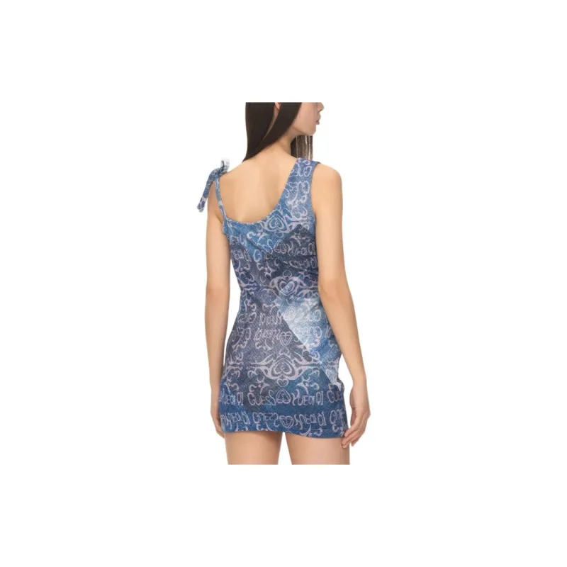 GUESS x YUEQI QI SS24 Sleeveless Dress Women's Print Blue-2