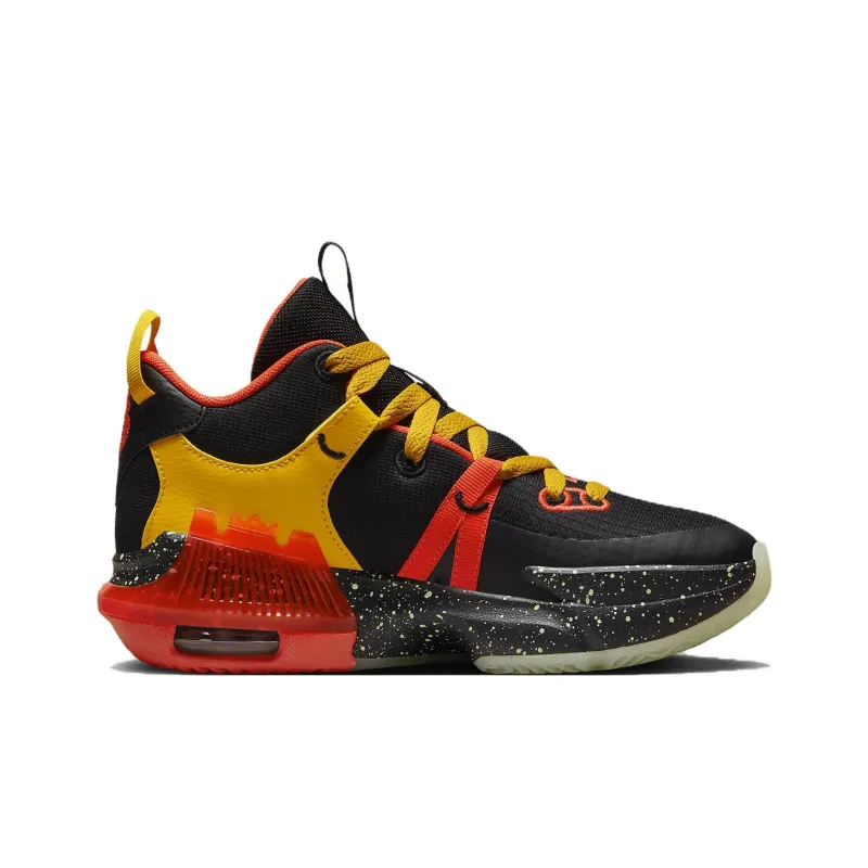 Nike Witness 7 Cushioning, Wear Resistant Mid Top Children's Basketball Shoes Black Yellow Unisex-1