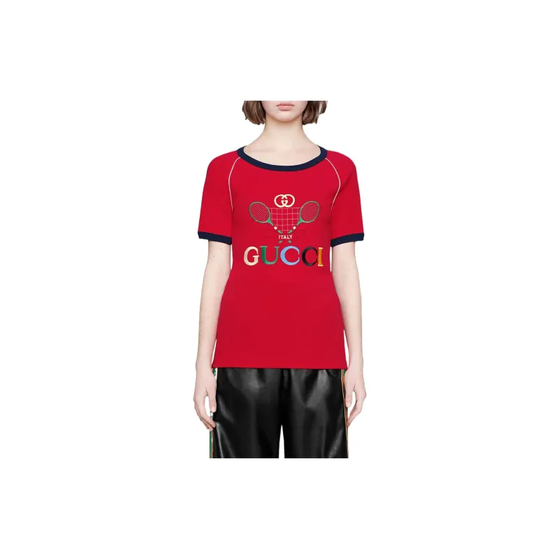GUCCI SS19 Raglan Sleeve T Shirt Women's Red-2