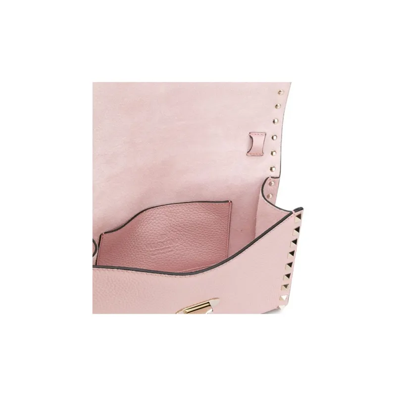 Valentino Rockstud Calfskin Messenger Bag Shoulder Bag Crossbody Bag Women's Pink-2