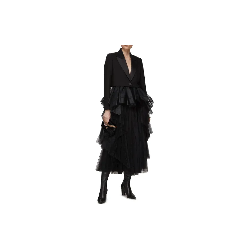 Alexander McQueen Single breasted Tulle inserts Blazer-1