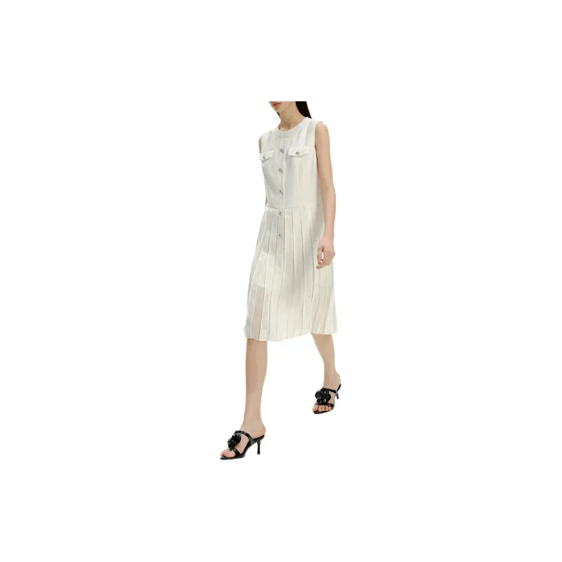 KARL LAGERFELD SS24 Sleeveless Dress Women's White-3