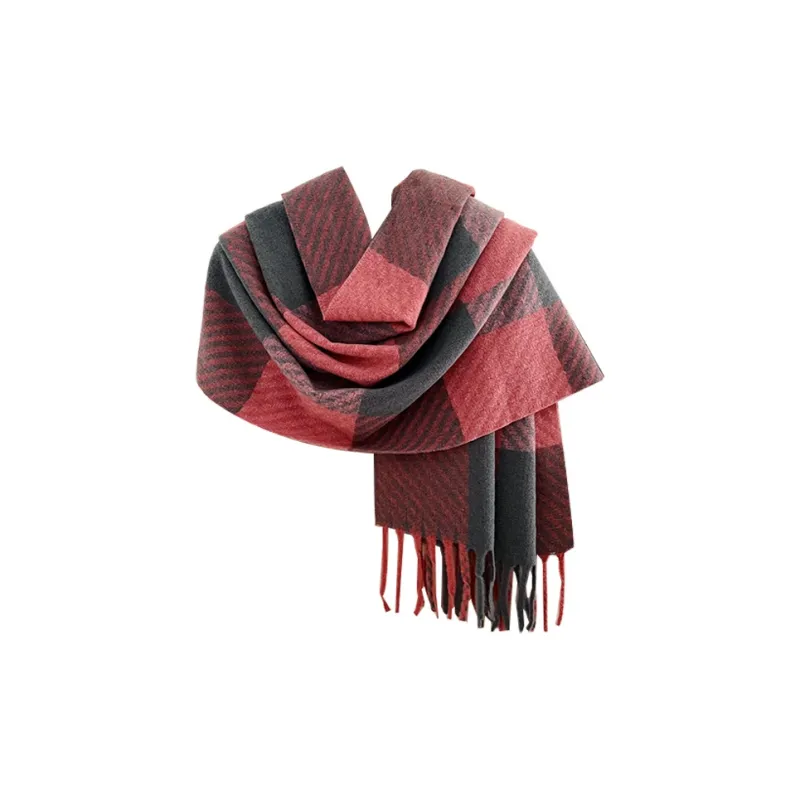 CARTELO Polyester Knit Scarves Unisex Black/White/Khaki/Rose Red/Purple-2