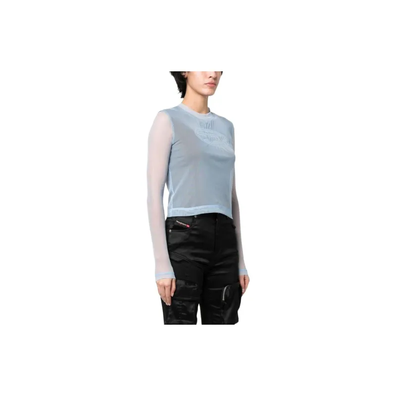 DIESEL OVAL-D Series Crop Tops Women's Blue-3