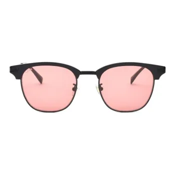 LASH Acetate Metal Oval Sunglasses Unisex Black