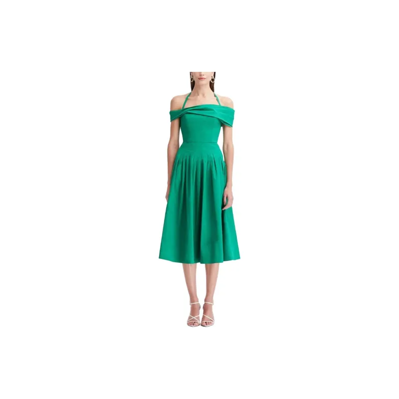 Oscar De La Renta Off shoulder Halterneck Midi Dress-1