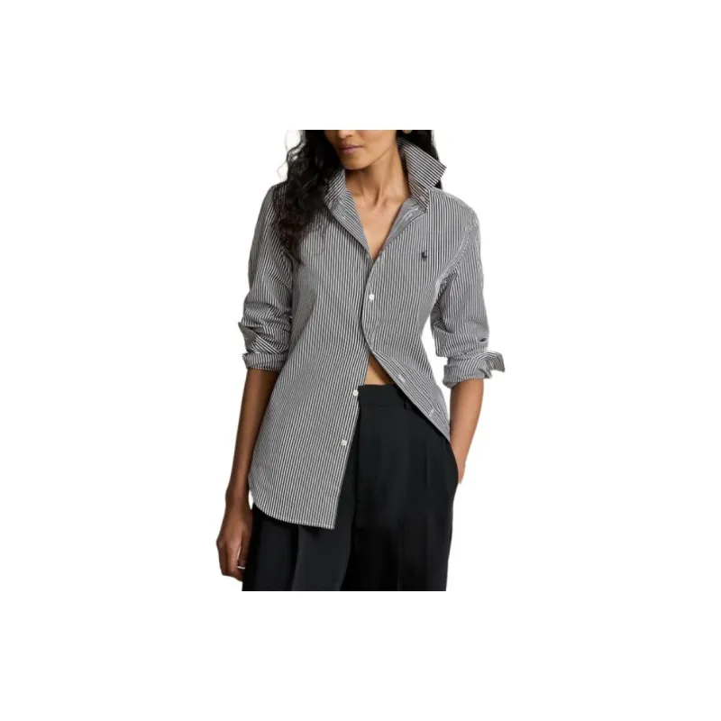 Polo Ralph Lauren Striped Cotton Shirt Women's Black-1