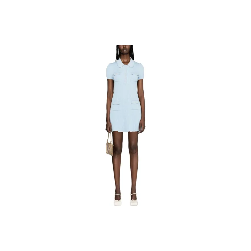 Self-portrait Short-Sleeved Dresses Women's Light Blue-1