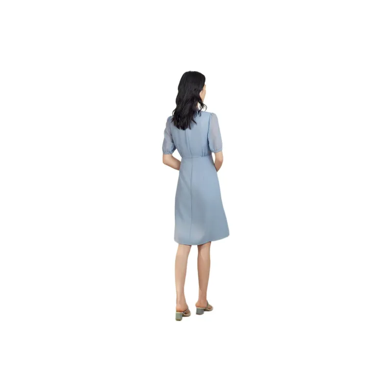 BBLLUUEE Short Sleeved Dress Women's Moonlight Blue-2
