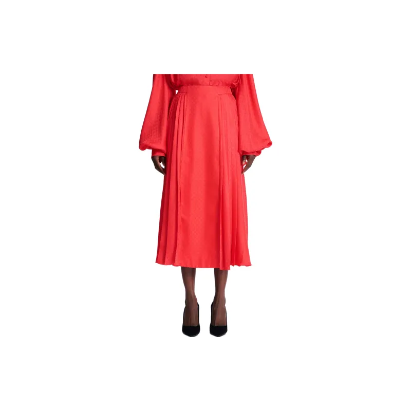 BALMAIN Mini Monogram Pleated Midi Skirt-4