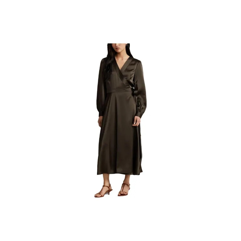 Polo Ralph Lauren Satin Midi Wrap Dress-1