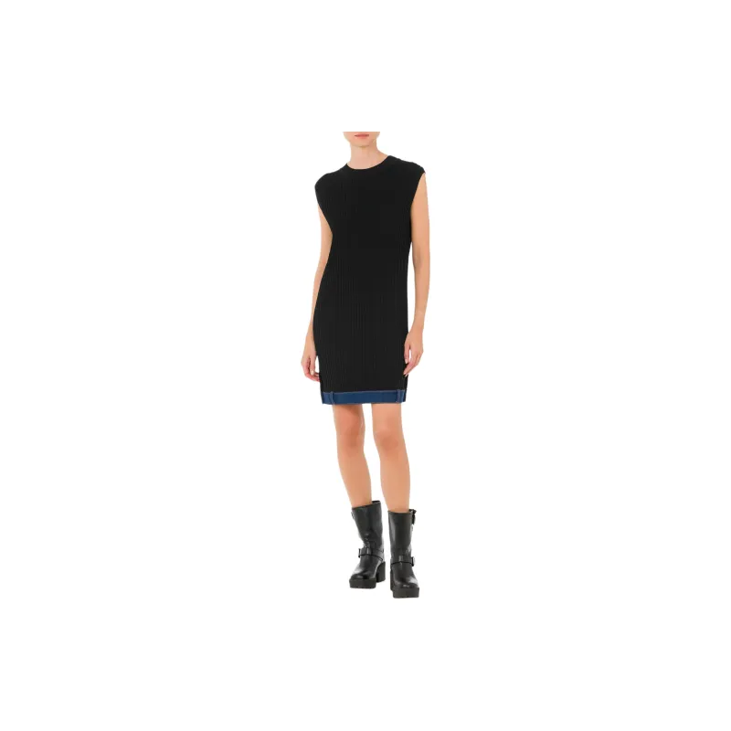MOSCHINO Logo patch Ribbed knit Dress-1