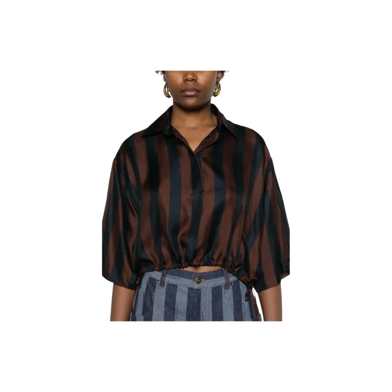 FENDI Pequin Striped Cropped Shirt-2