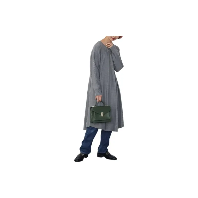 Beams Long Sleeved Dress Women's Top Gray-3