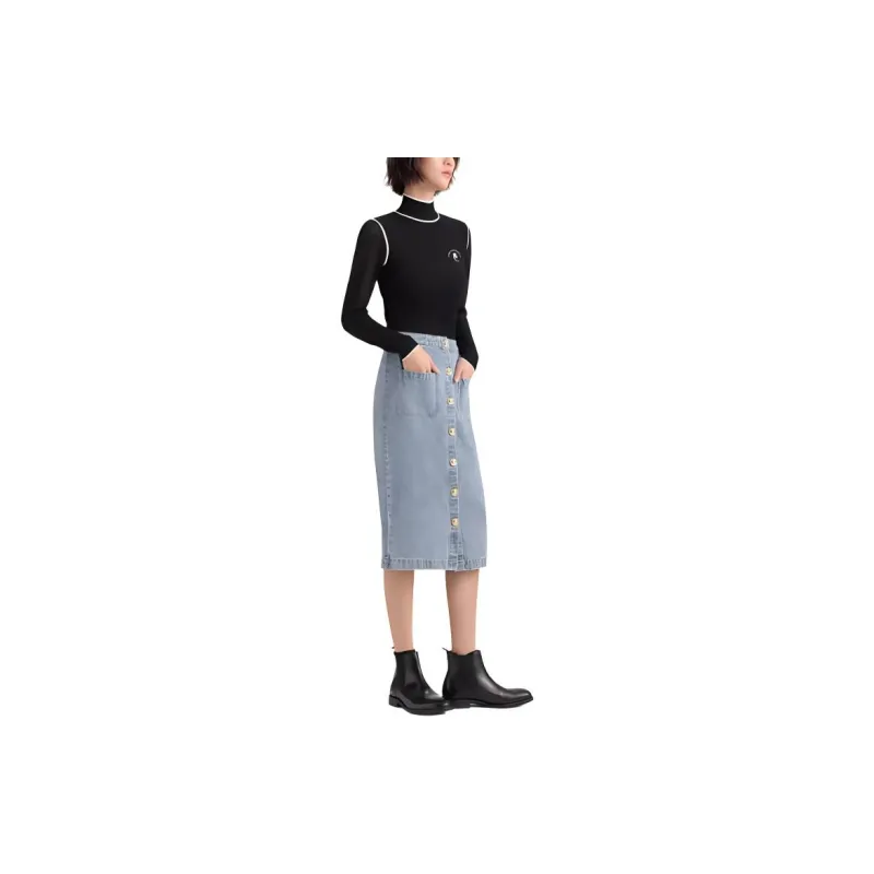 KARL LAGERFELD Casual Long Skirt Women's Blue-6