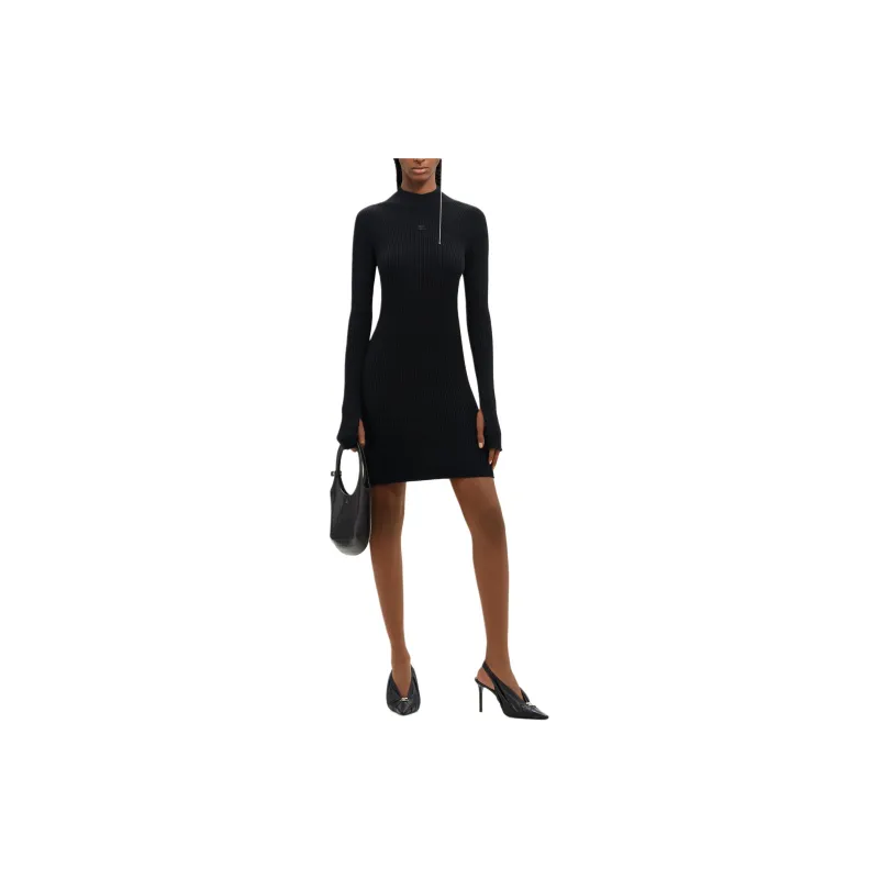 COURREGES Engineered Light Rib Mockneck Mini Dress-2