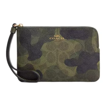 COACH Coated Canvas Clutch Women's Deep Cypress Multicolor