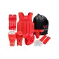 Red (Chest Protection+Helmet+Calf Guard+Guard+Protective Gear Bag+Boxing Gloves+Hand Target+Foot Target)