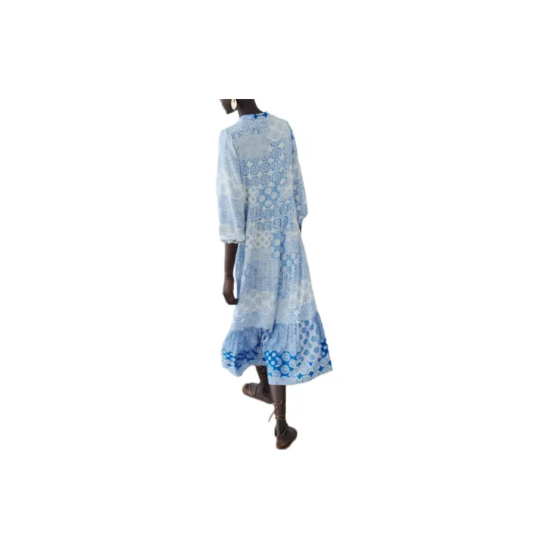 ZARA Long-Sleeved Dresses Women's Nude/Blue-3