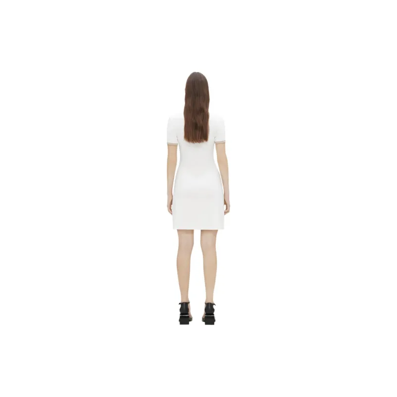 COURREGES Contrast V Neck Mini Dress 'White Heritage/Sand'-2