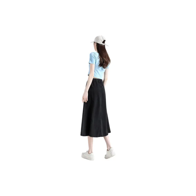 Concubine Zhu Denim Long Skirt Women's Black-4