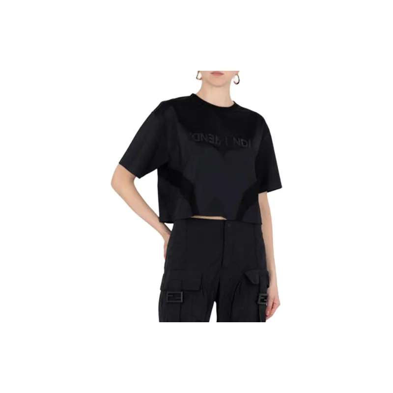 Fendi Logo Printed Crewneck T Shirt-2