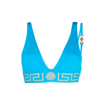 VERSACE Greca Border Triangle Bikini Top 'Turquoise'
