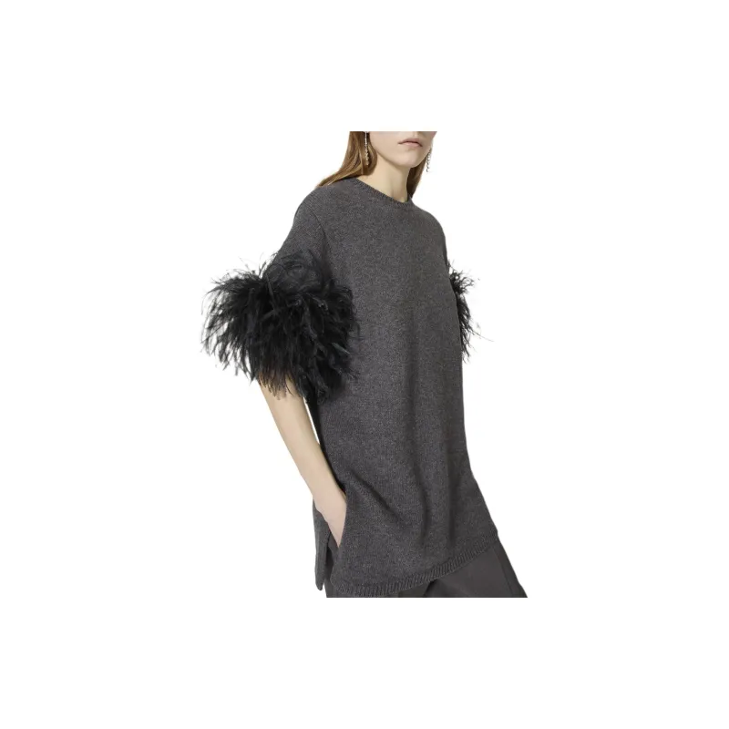 Valentino Feather-Trim Crewneck Jumper-4