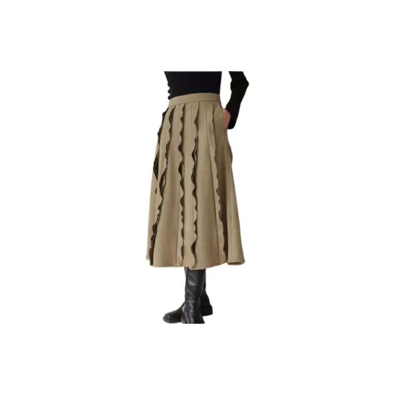 BLUEerror Casual Long Skirt Women's Moss Green-1