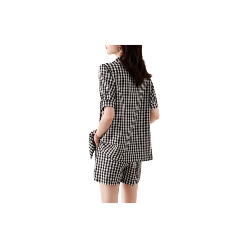 XWI Casual Suit Women's Black White Plaid-1