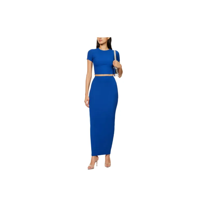 SKIMS SOFT LOUNGE LONG SKIRT Casual Long Skirts Women's COBALT/Blue-1
