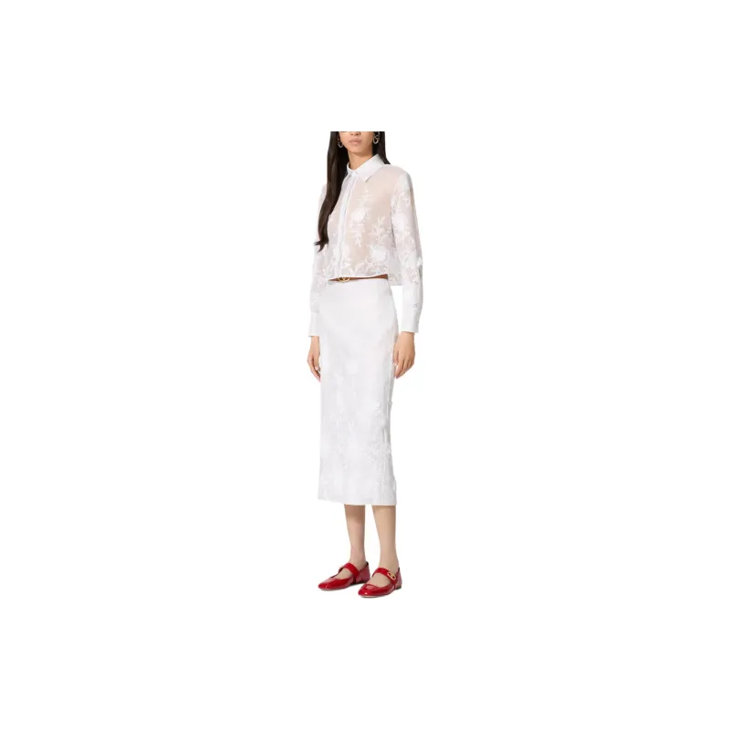 Valentino SS24 Casual Long Skirts Women's Ivory White-1