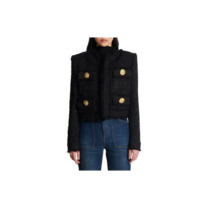 BALMAIN Cropped Tweed Jacket-1