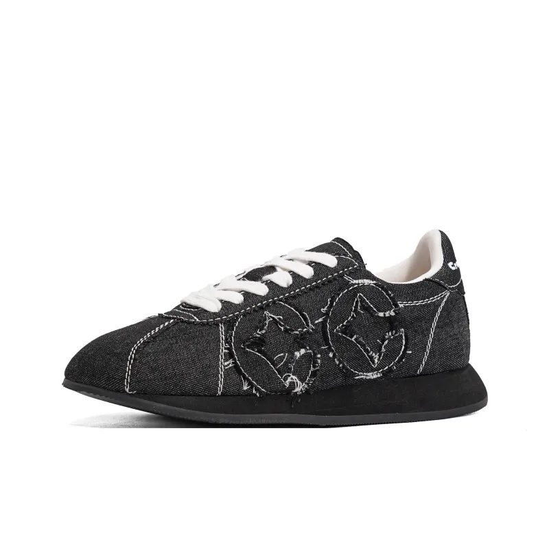 CROOKED CARD Anti-Slip Wear-Resistant Low-Top Casual Shoes Unisex Black-2