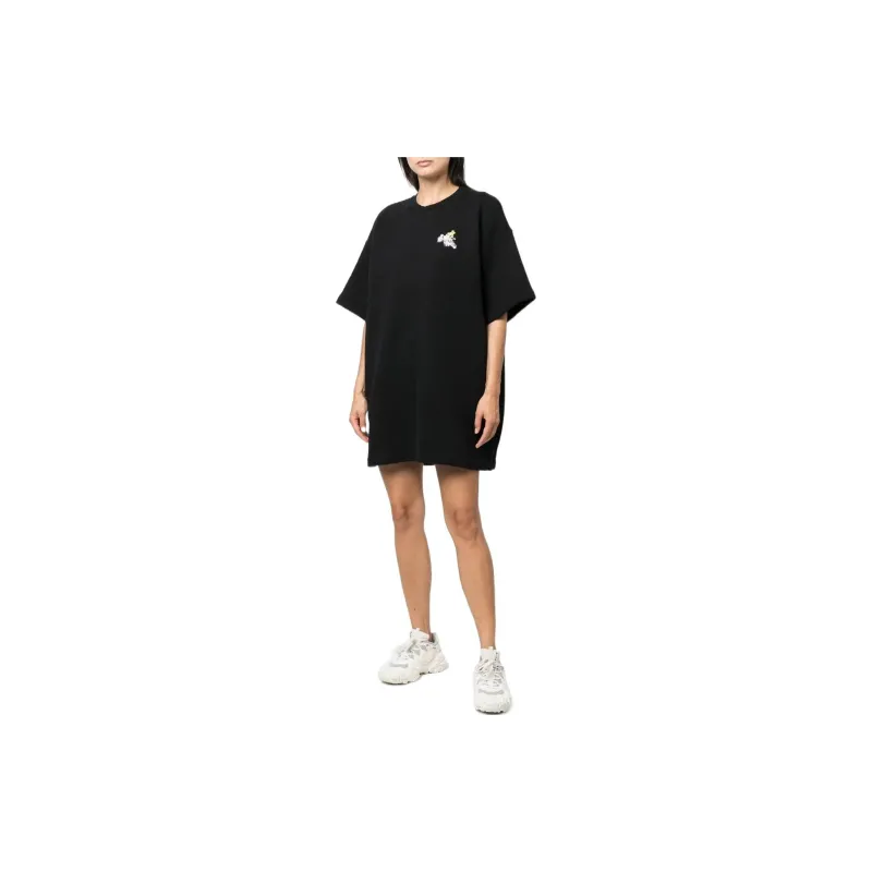 OFF WHITE Flower Arrow Snap Tee Dress Black/Multi-1