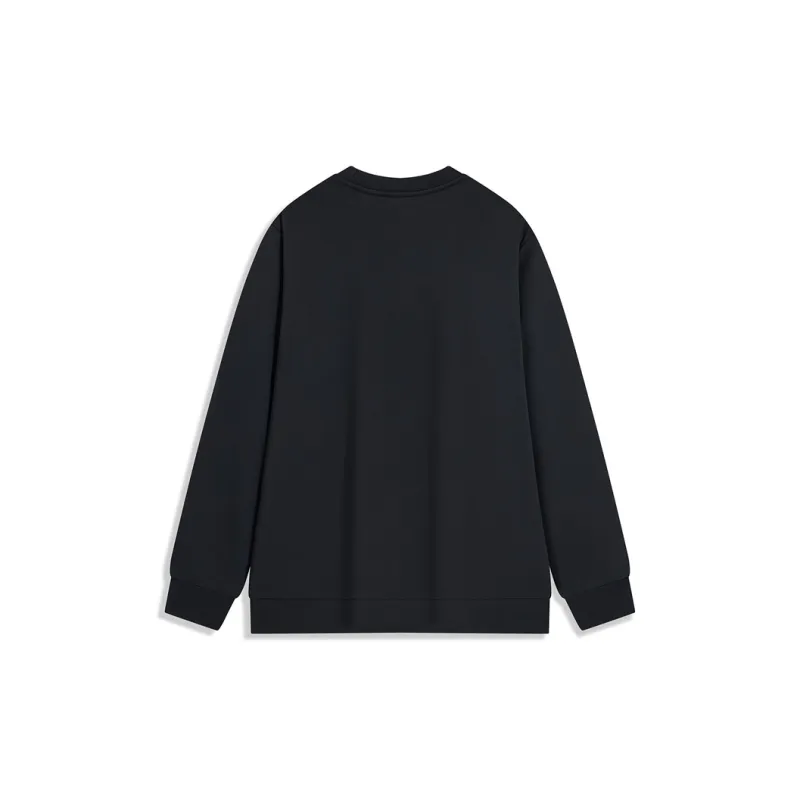 XTEP Versatile Casual Crew Neck Sweatshirt Jet Black Men's-1