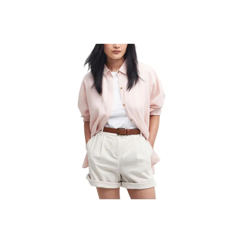 BARBOUR Hampton Relaxed Linen Shirt Women's Pink-2