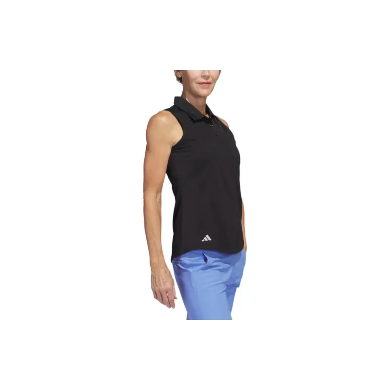 Adidas TEXTURE SLEEVELESS GOLF Polo Shirt Women's Black-1