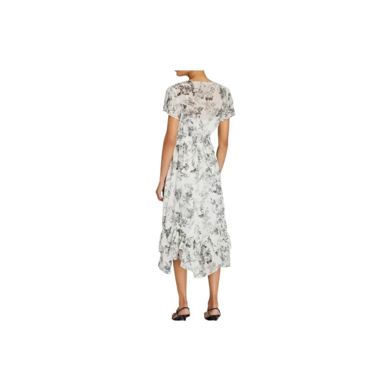 CLUB MONACO Short-Sleeved Dresses Women's Black And White Floral-3