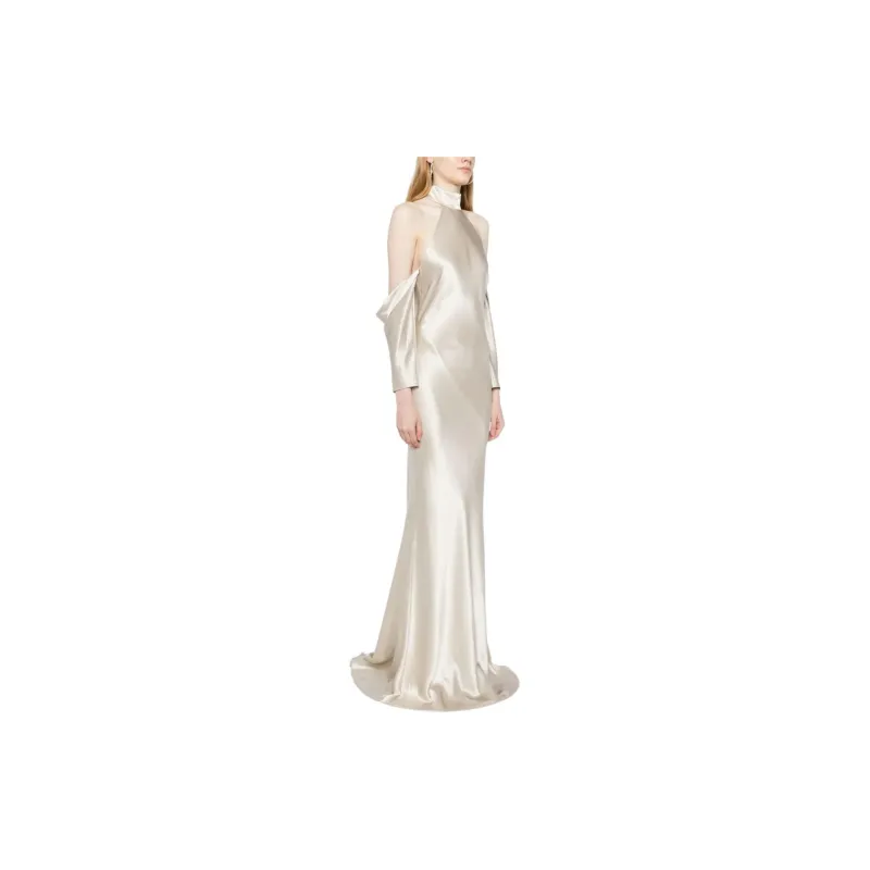 Michelle Mason Halterneck Drop sleeve Maxi Dress-3