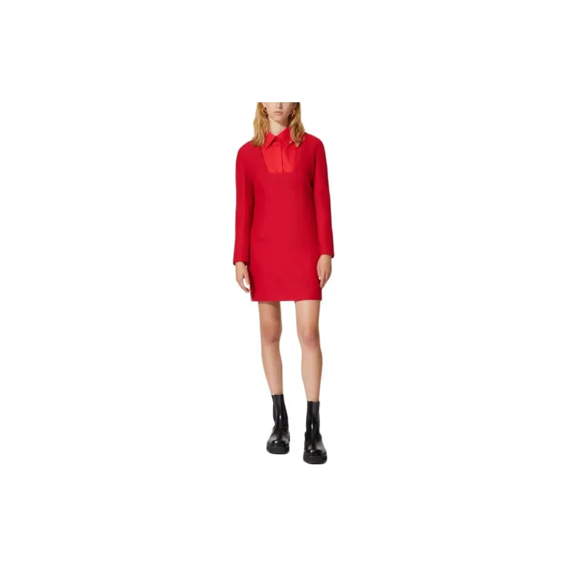 Valentino Long-Sleeved Dresses Women's Red-1