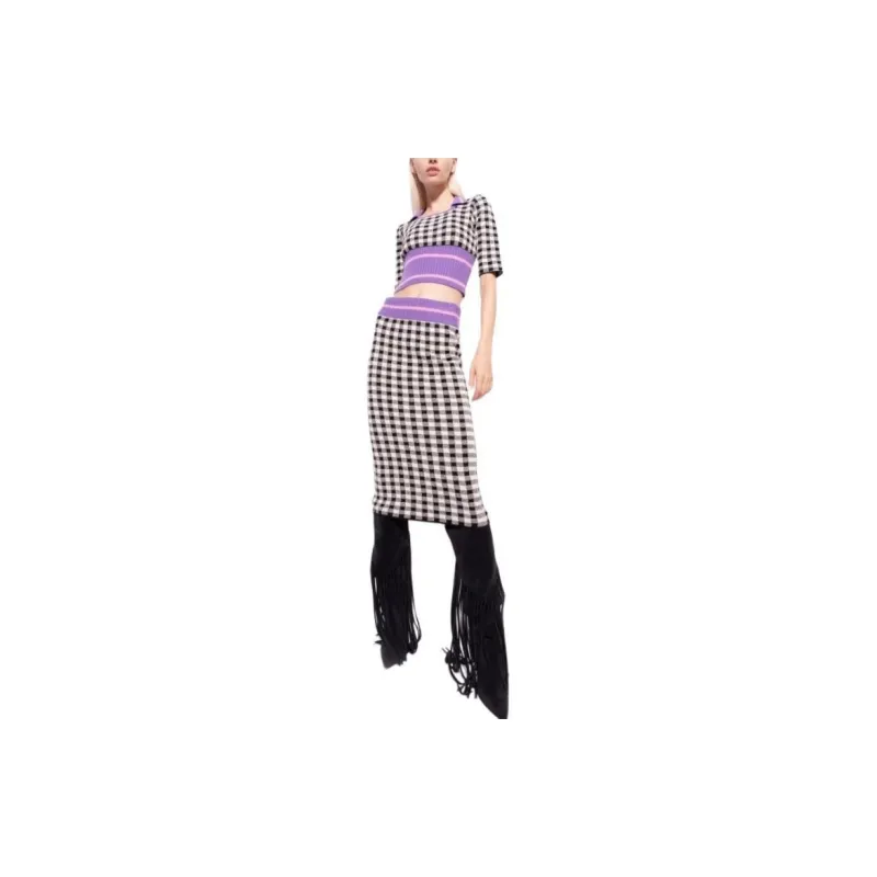 PINKO Casual Long Skirts Women's Black White-2
