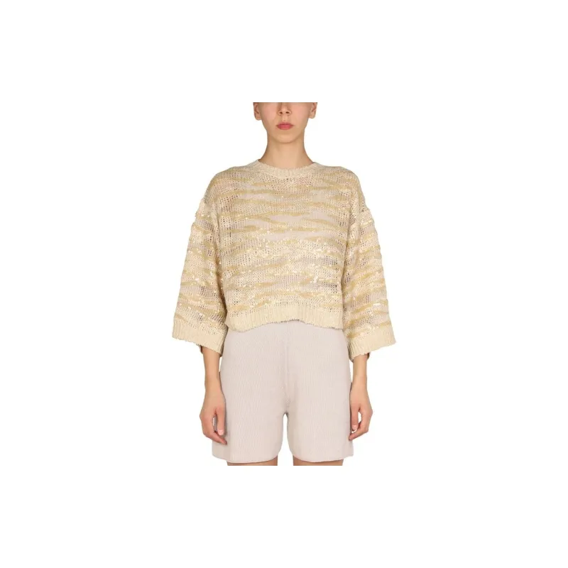 Brunello Cucinelli Sequin Embellished Knitted Jumper-2