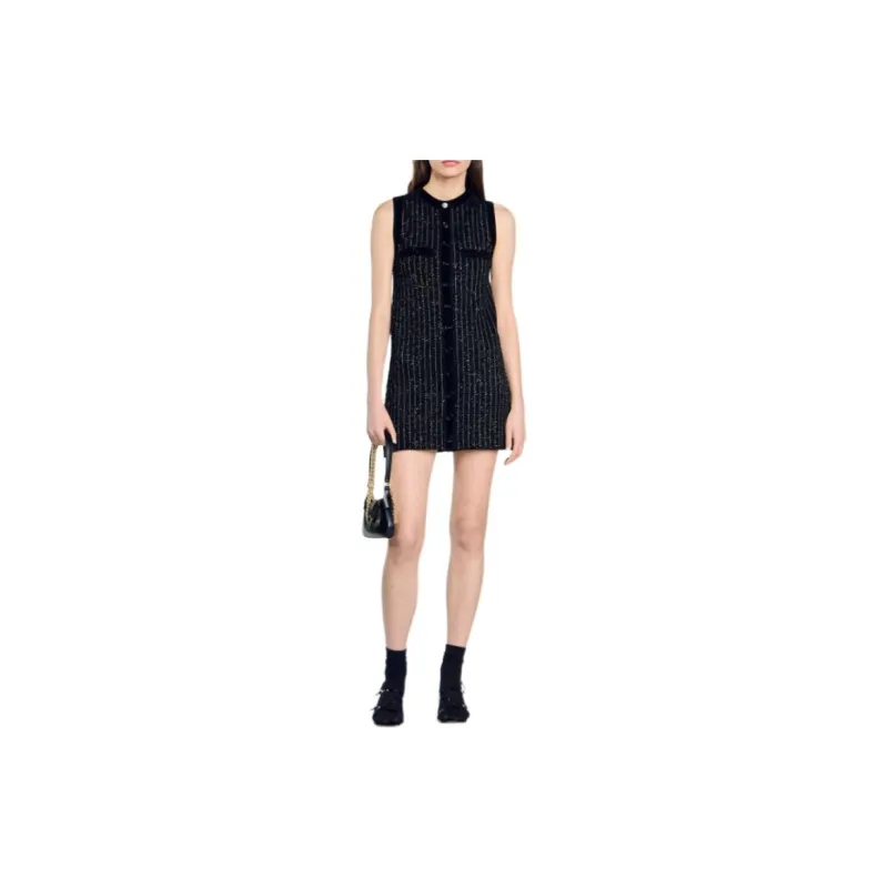 Sandro Sequin embellished Knitted Mini Dress-2