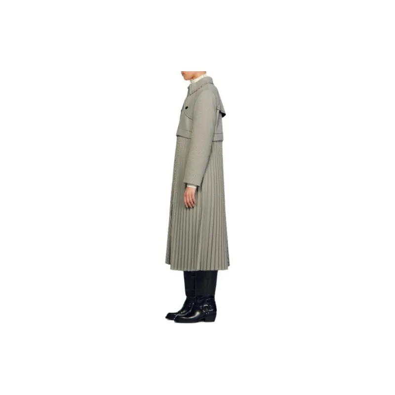Sandro Houndstooth Pleated Coat-3