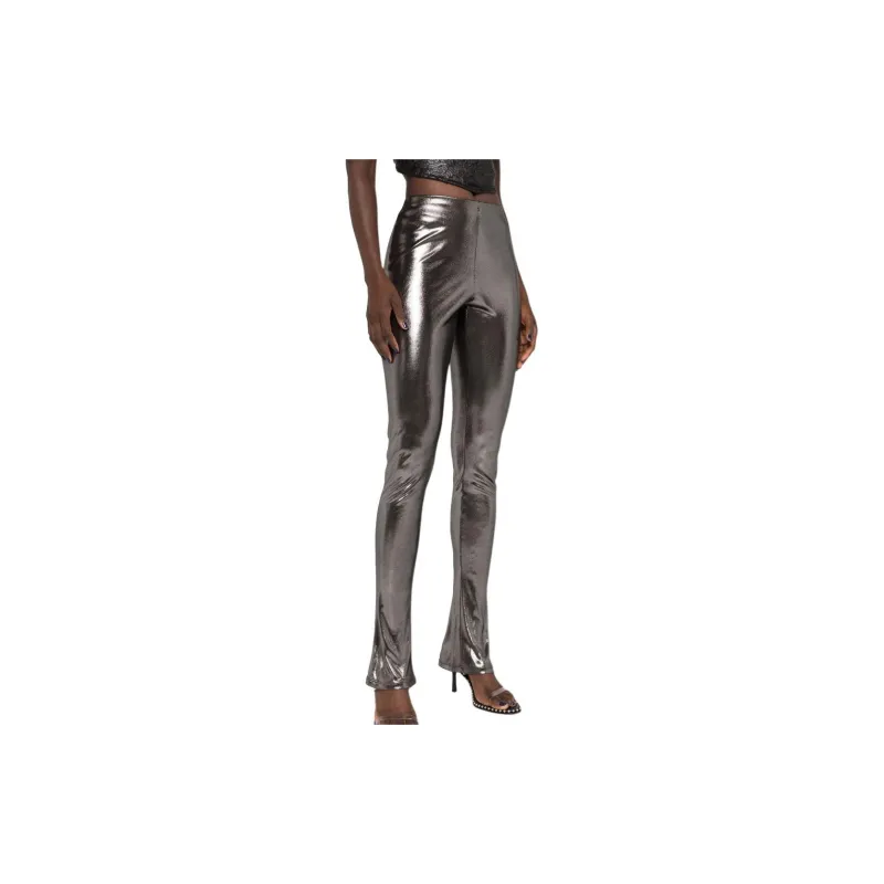 Blumarine Laminated finish High waisted Trousers-4
