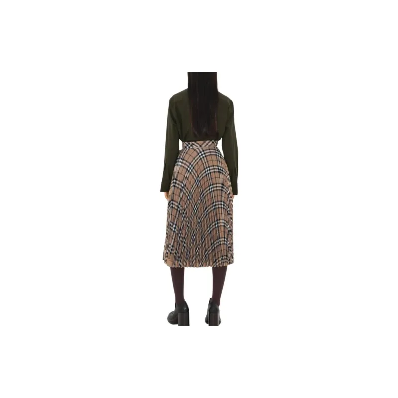 Burberry Checked Pleated Midi Skirt-2
